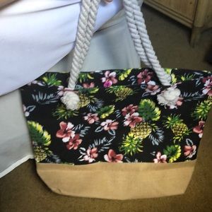 Hibiscus and pineapple over the shoulder bag